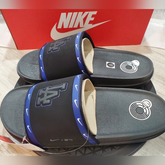 NEW MENS NIKE Off Court Slides LA Dodgers Black Blue Sandals SIZE 11 main image 4